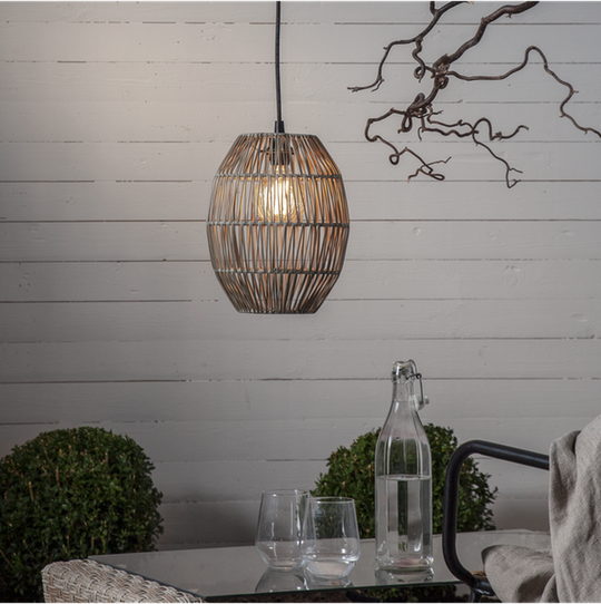 Linde utendørs lampeskjerm 24 cm IP44 - Grå/beige-Utebelysning Hagebelysning-Star Trading-Grå / Beige-092-08-Lightup.no