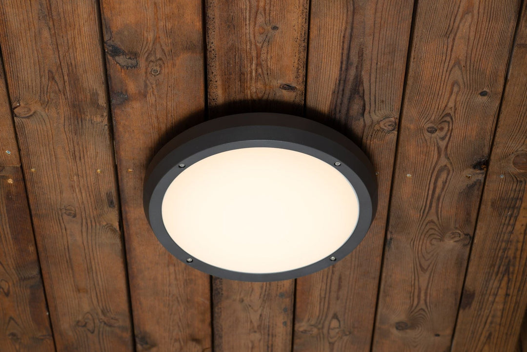 Luno taklampe 30 cm utendørs IP65 13W 3000K IK6 - Grafitt grå-Utebelysning taklampe-NorDesign-Grafitt-3258678-Lightup.no