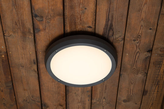 Luno taklampe 30 cm utendørs IP65 13W 3000K IK6 - Grafitt grå-Utebelysning taklampe-NorDesign-Grafitt-3258678-Lightup.no