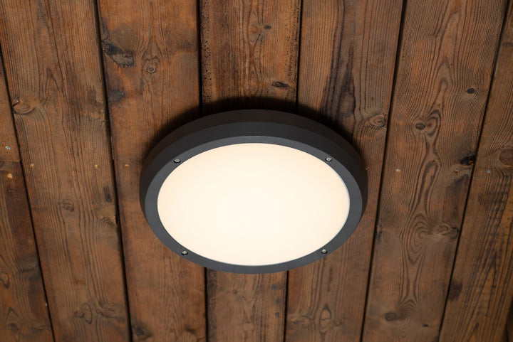 Luno taklampe 30 cm utendørs IP65 13W 3000K IK6 - Grafitt grå-Utebelysning taklampe-NorDesign-Grafitt-3258678-Lightup.no