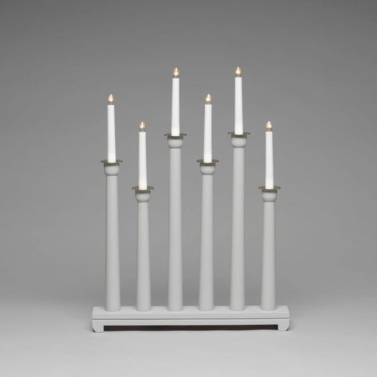 Lysestake 6 lys-Julebelysning adventsstake-Konstsmide-Grå / Messing-3978-310-Lightup.no