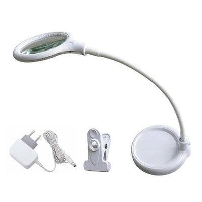 Magni mini bordlampe med clips og forstørrelsesglass 6W LED - Hvit-Bordlamper-Halo Designs-5705639733415-Lightup.no