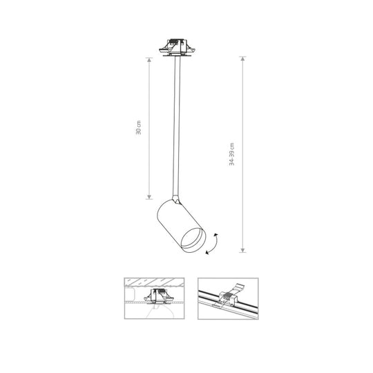 Mono medium lang enkel innfelt takspot - Svart/Gullfarget-Taklamper-Nowodvorski-Svart / Gull-N-7681-Lightup.no