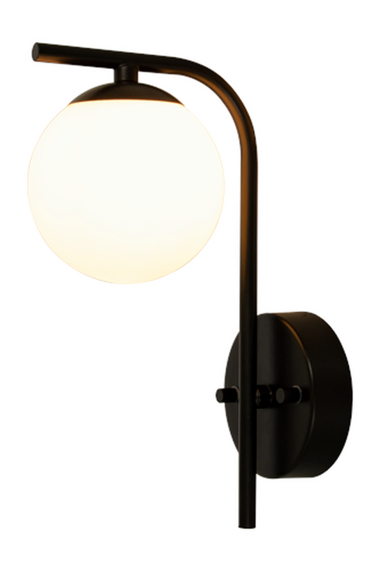 Nicosia vegglampe - Svart/opalhvit-Baderomsbelysning vegglamper-Aneta Lighting-Svart / Hvit-10019-15-Lightup.no
