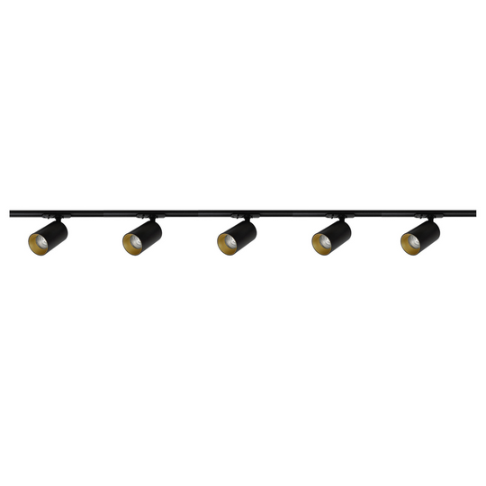 Oz spotskinne 5 spotter 2 meter - Svart/Gull-Spotskinner 230V-NorDesign-Svart / Gull-784490105+130000305+389560205+389561305-Lightup.no