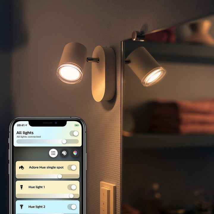 Philips Hue Adore vegglampe 1 lys baderom IP44 White Ambiance - Hvit-Baderomsbelysning vegglamper-Philips Hue-Hvit-929003056101-Lightup.no