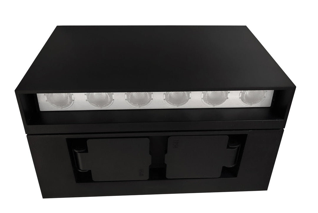 Rapido K2 vegglampe utendørs Opp/ned med stikkontakt 12W LED 3000K - Svart-Utebelysning vegg opp og ned-NorDesign-Svart-201400005-Lightup.no