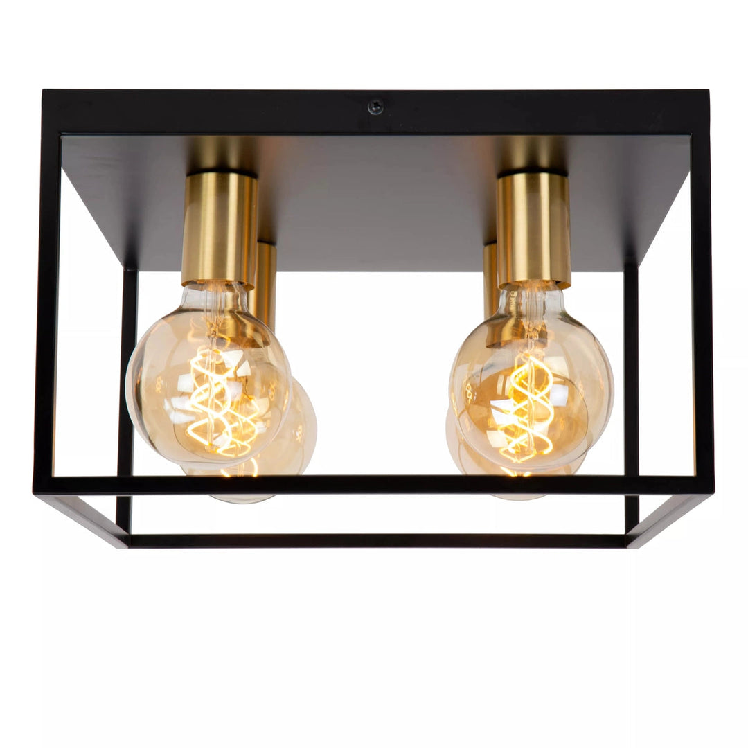 Ruben taklampe 36x36 cm 4-lys - Svart/Gullfarget-Taklamper-Lucide-Svart / Messing-LC00124/14/30-Lightup.no