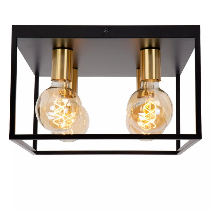 Ruben taklampe 36x36 cm 4-lys - Svart/Gullfarget-Taklamper-Lucide-Svart / Messing-LC00124/14/30-Lightup.no