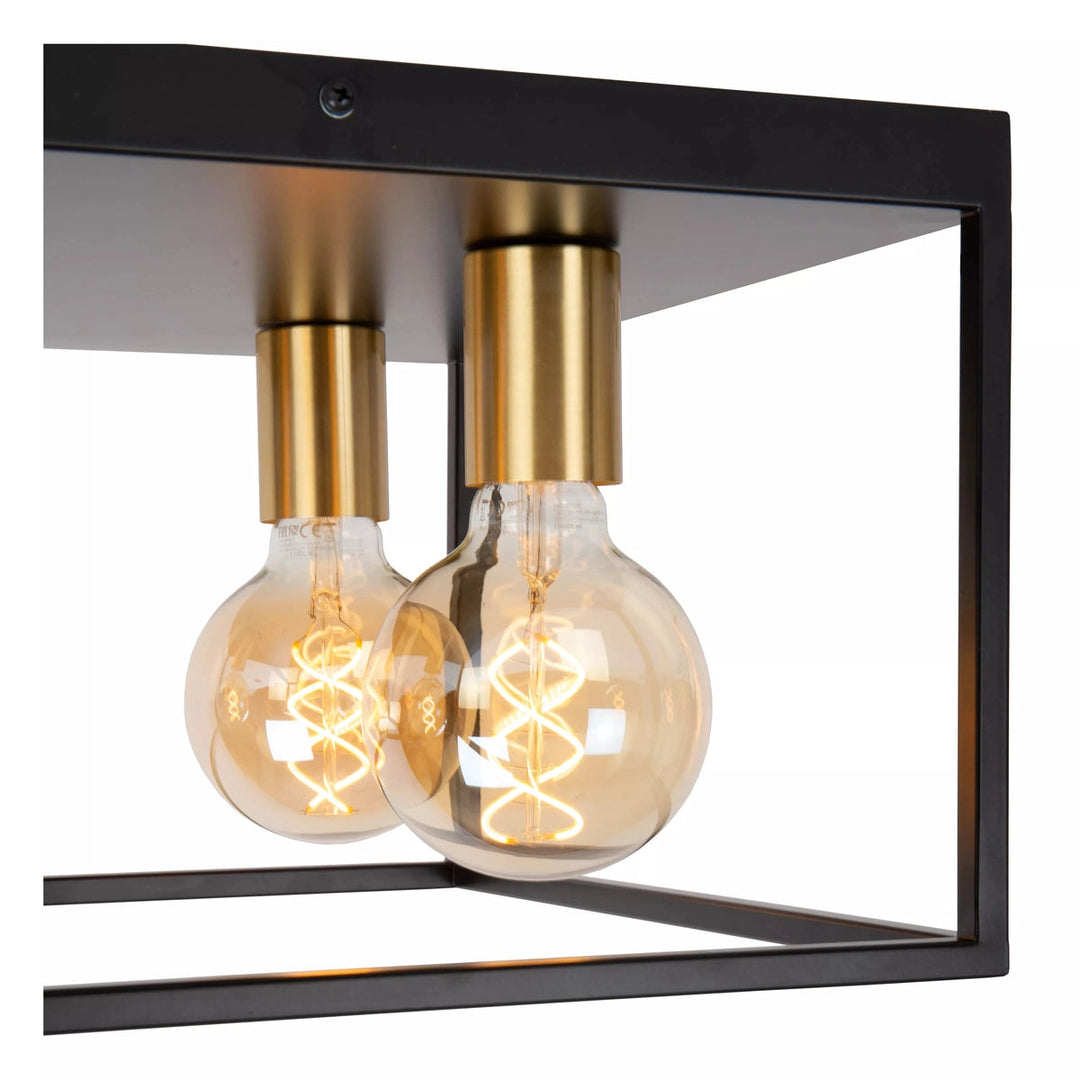 Ruben taklampe 36x36 cm 4-lys - Svart/Gullfarget-Taklamper-Lucide-Svart / Messing-LC00124/14/30-Lightup.no