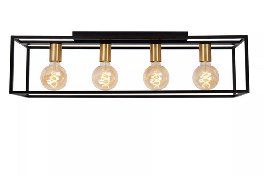 Ruben taklampe 90 cm 4-lys - Svart/Gullfarget-Taklamper-Lucide-Svart / Messing-LC00124/04/30-Lightup.no