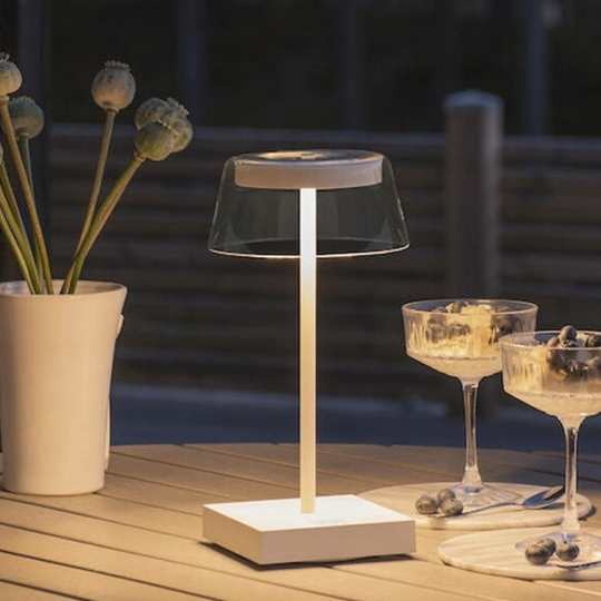 Scilla bordlampe 27 cm IP54 oppladbar USB - Hvit-Utebelysning Hagebelysning-Konstsmide-Hvit-7816-250-Lightup.no