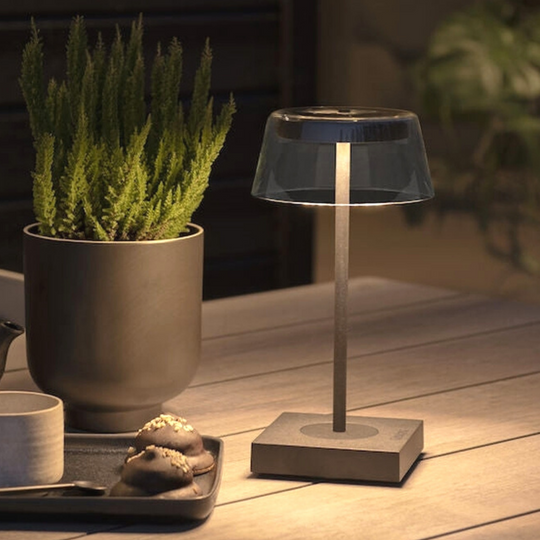 Scilla bordlampe 27 cm IP54 oppladbar USB - Svart-Utebelysning Hagebelysning-Konstsmide-Svart-7816-750-Lightup.no