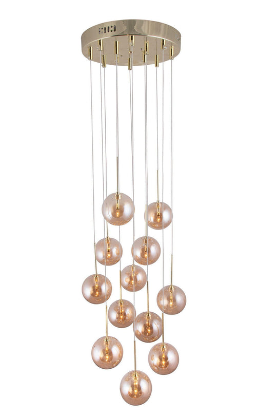 Skyfall takpendel - Amber-Takpendler-Globen Lighting-Messing / Amber-655154-Lightup.no