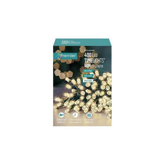 Slynge 400 lys varmhvit med multifunksjon - Batteridrevet inne og utendørs-Julebelysning juletrelys ute-Trend Collection-Hvit-LB131955WW-Lightup.no