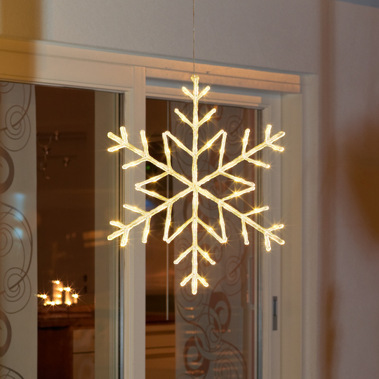 Snøfnugg med 60 varmhvite LED 60 cm IP44 utendørs-Julebelysning dekor og pynt ute-Konstsmide-Hvit-4460-103-Lightup.no