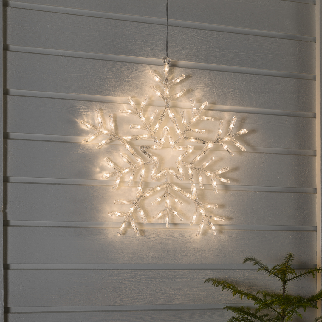 Snøfnugg med 90 varmhvite LED 58 cm IP44 utendørs-Julebelysning dekor og pynt ute-Konstsmide-Hvit-4470-103-Lightup.no
