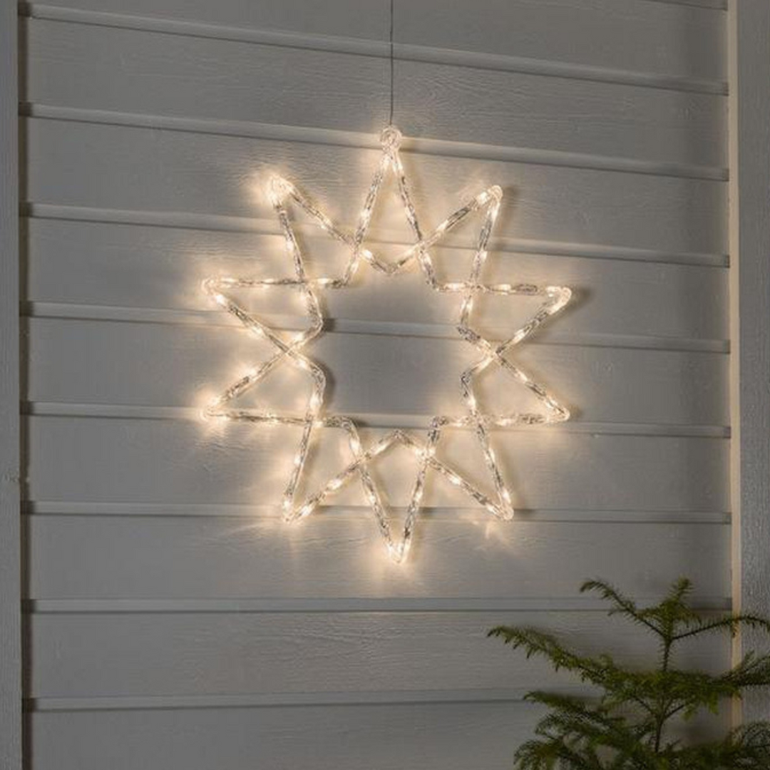 Stjerne med 60 varmhvite LED 58 cm IP44 utendørs-Julebelysning dekor og pynt ute-Konstsmide-Hvit-4481-103-Lightup.no