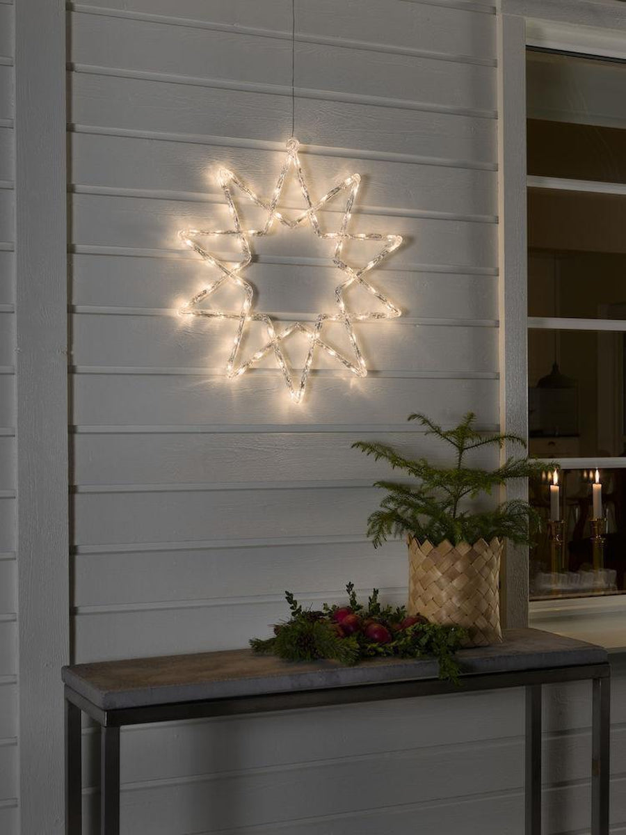 Stjerne med 60 varmhvite LED 58 cm IP44 utendørs-Julebelysning dekor og pynt ute-Konstsmide-Hvit-4481-103-Lightup.no