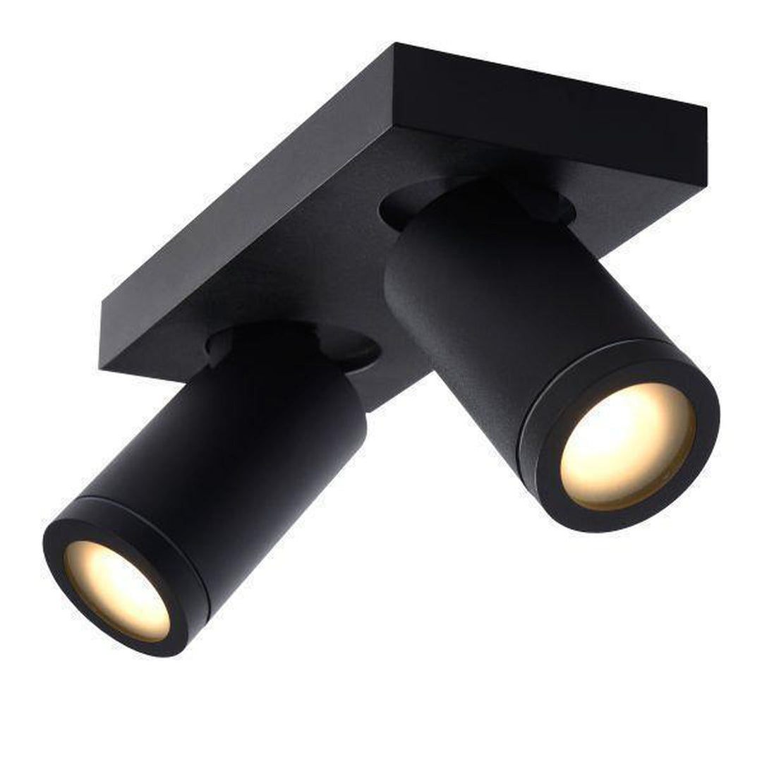 Taylor spot 2 lys IP44 baderom warm to dim 2x5W 2200-3000K-Taklamper-Lucide-Svart-LC09930/10/30-Lightup.no