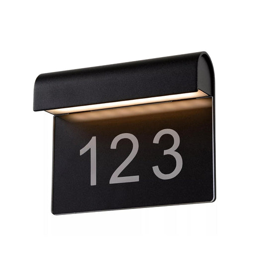 Thesi utendørs vegglampe med husnummer - Svart-Utebelysning vegg veggskjold-Lucide-Svart-LC27881/06/30-Lightup.no