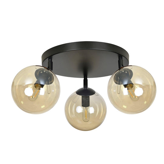 Tofi taklampe rund 3 lys - Svart/Amberfarget-Taklamper-Emibig-Svart / Amber-778/3APREM-Lightup.no