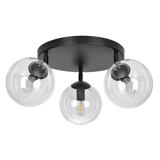 Tofi taklampe rund 3 lys - Svart/Klart glass-Taklamper-Emibig-Svart / Klartglass-776/3APREM-Lightup.no