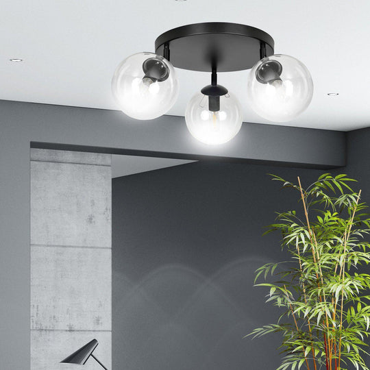 Tofi taklampe rund 3 lys - Svart/Klart glass-Taklamper-Emibig-Svart / Klartglass-776/3APREM-Lightup.no