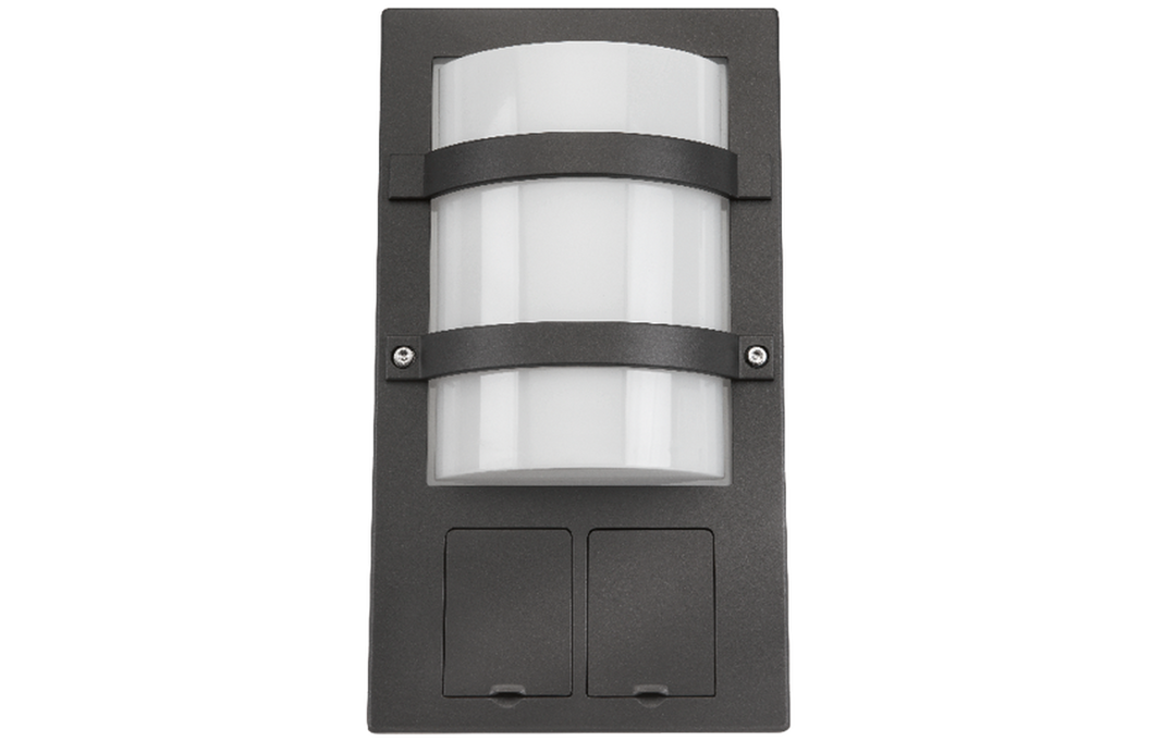Trio Socket Grafitt 11W LED 3000K Ra>80 m/stikkontakt-Utebelysning vegg veggskjold-Sg Armaturen As-Grafitt-3100184-Lightup.no