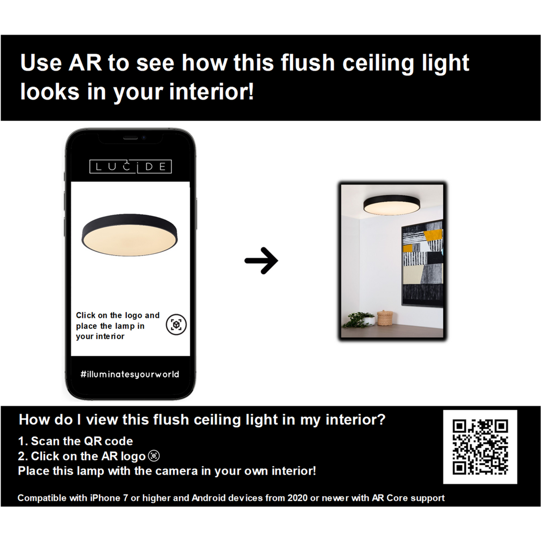 Unar taklampe Ø50cm 3 step dim-Taklamper-Lucide-Svart-LC79185/50/30-Lightup.no