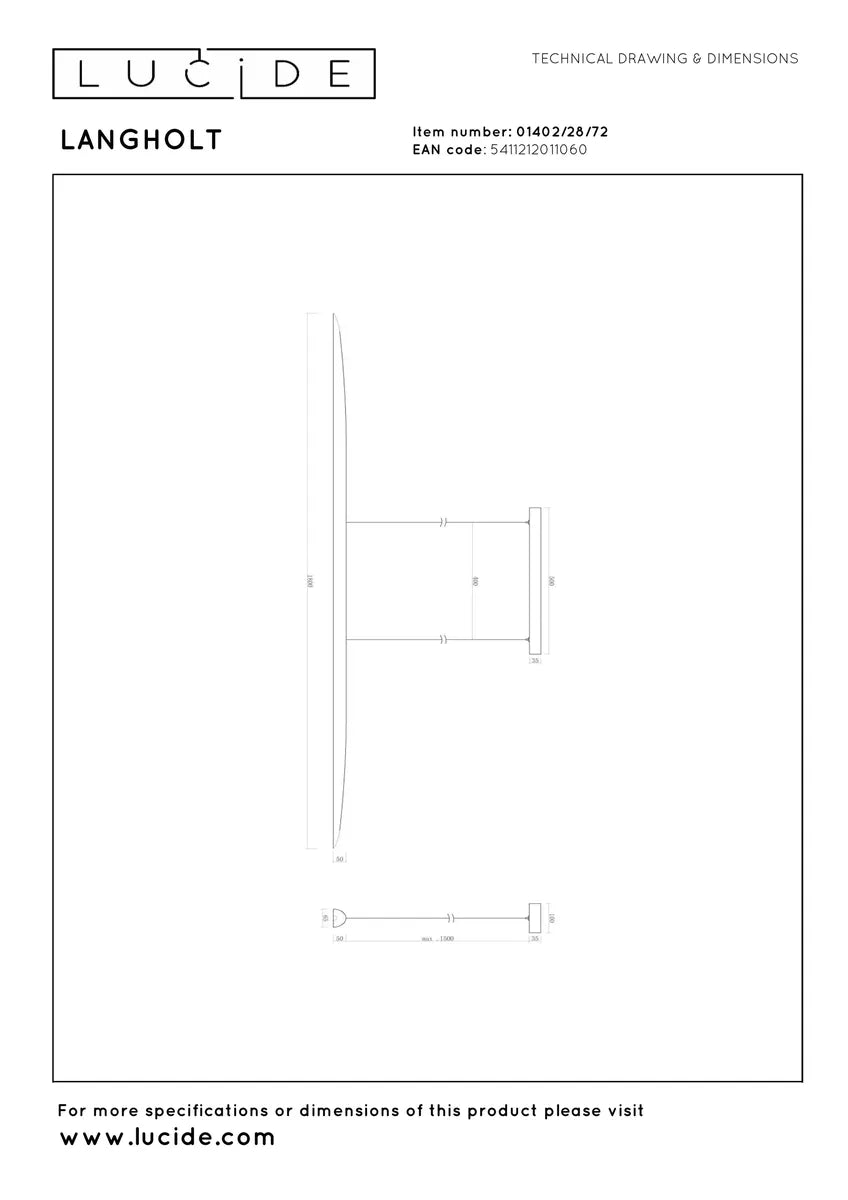 Lanholt takpendel 180 cm 28W 2200/3000/4000 kelvin - Dimbar