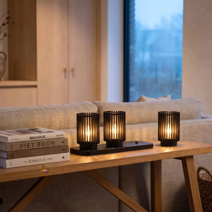 Kim oppladbar bordlampe 3 pakning med ladeplate - 3 step dim-Bordlamper-Lucide-Svart-LC06533/03/30-Lightup.no
