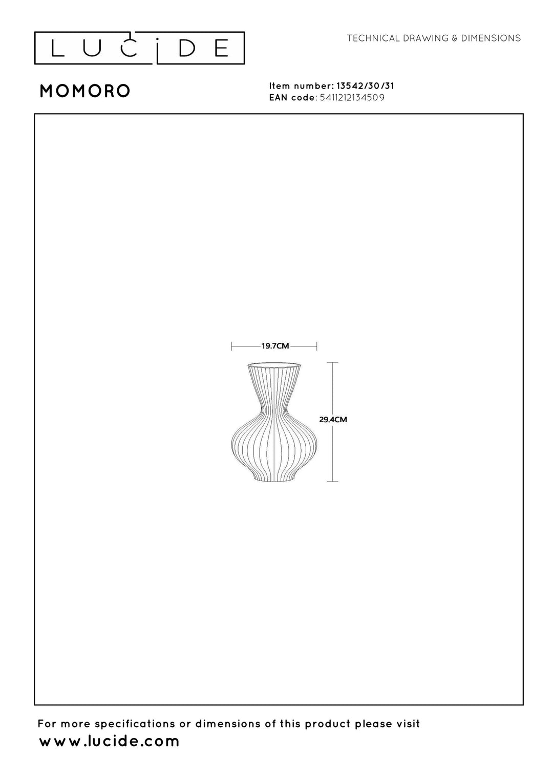 Momoro bordlamper 29 cm