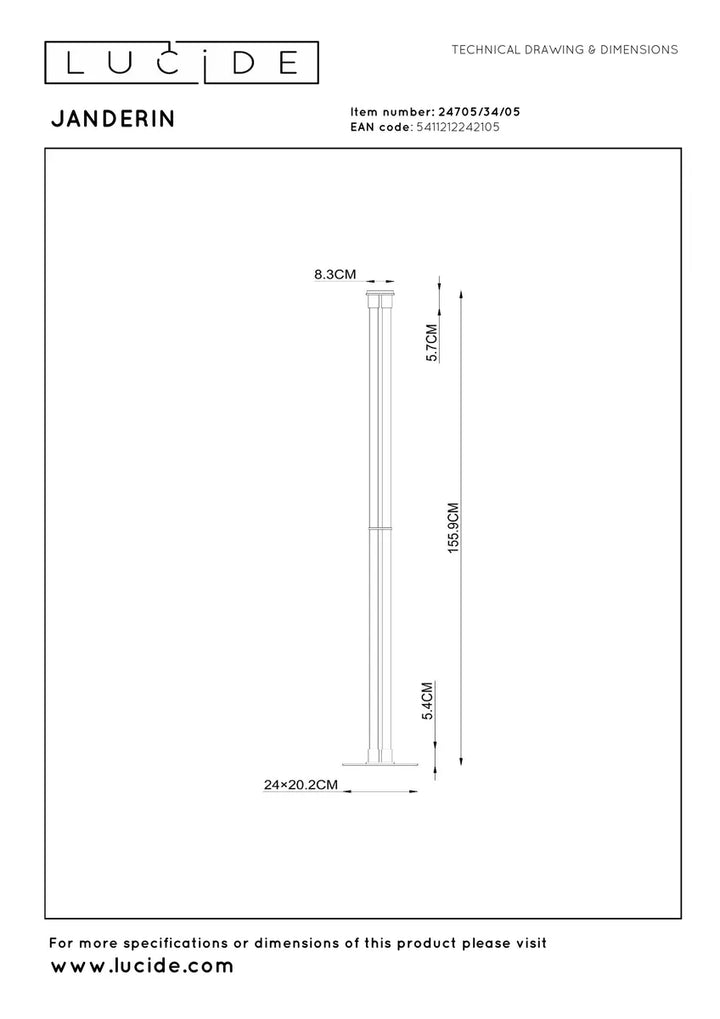 Janderin gulvlampe 156 cm 2 x 17W 2200/2700/3300 kelvin - Dimbar