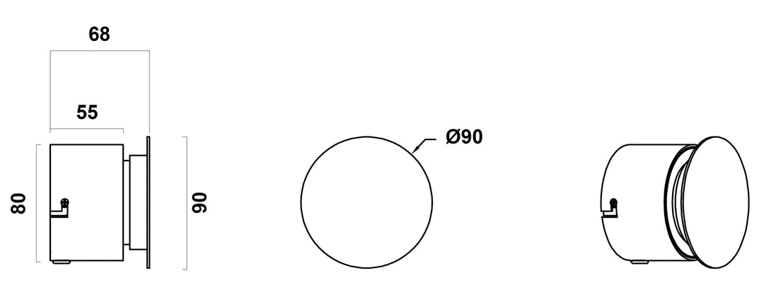 Sonara base 90 vegglampe 5W 2700 Kelvin - Dimbar