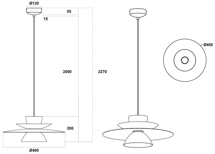 Vireli takpendel 40 cm 12W 2700 Kelvin - Dimbar