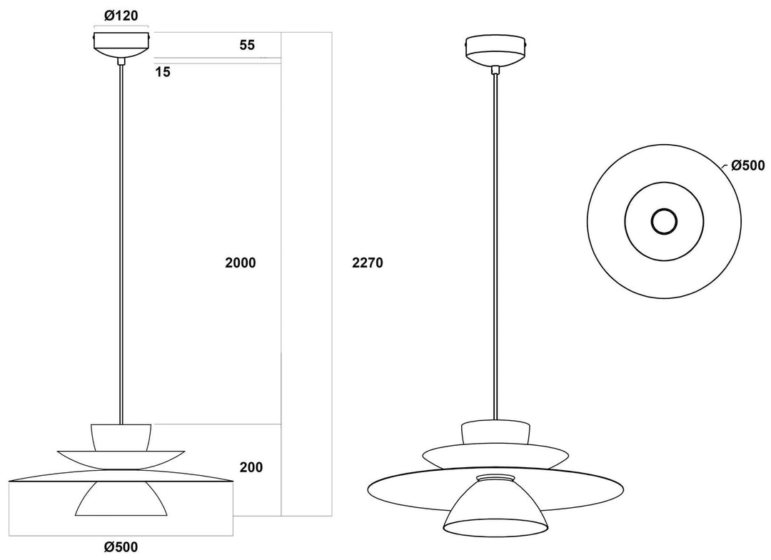 Vireli takpendel 50 cm 12W 2700 Kelvin - Dimbar