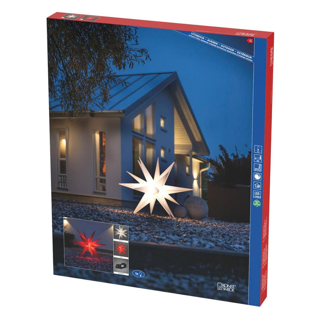 3D-stjerne med LED og dimmer utendørs – 100 cm – Hvit-Julebelysning dekor og pynt ute-Konstsmide-Hvit-5974-200-Lightup.no