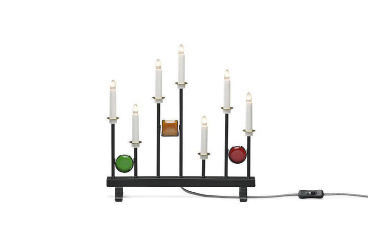Adventsstake 7 armet med dekor - Svart-Julebelysning adventsstake-Konstsmide-Svart-2494-710TR-Lightup.no