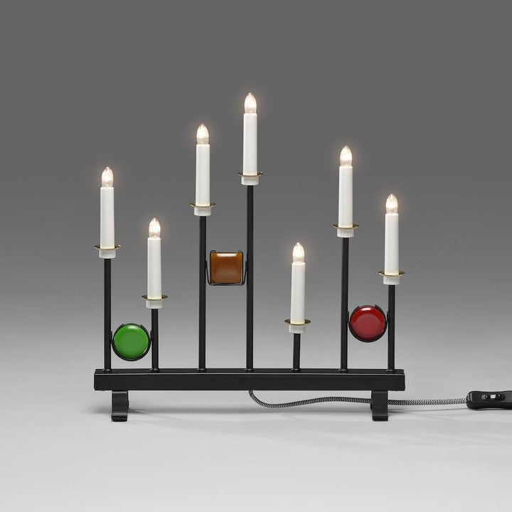 Adventsstake 7 armet med dekor - Svart-Julebelysning adventsstake-Konstsmide-Svart-2494-710TR-Lightup.no