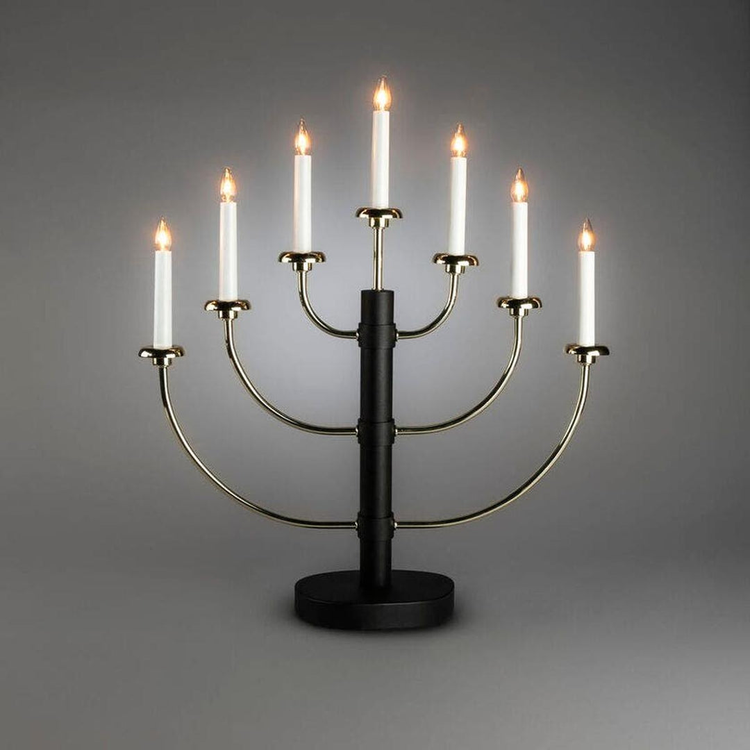 Adventsstake 7 armet metall - Svart/Gull-Julebelysning adventsstake-Konstsmide-Svart/Gull-2570-870-Lightup.no