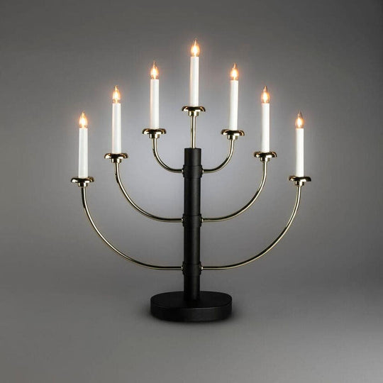 Adventsstake 7 armet metall - Svart/Gull-Julebelysning adventsstake-Konstsmide-Svart/Gull-2570-870-Lightup.no
