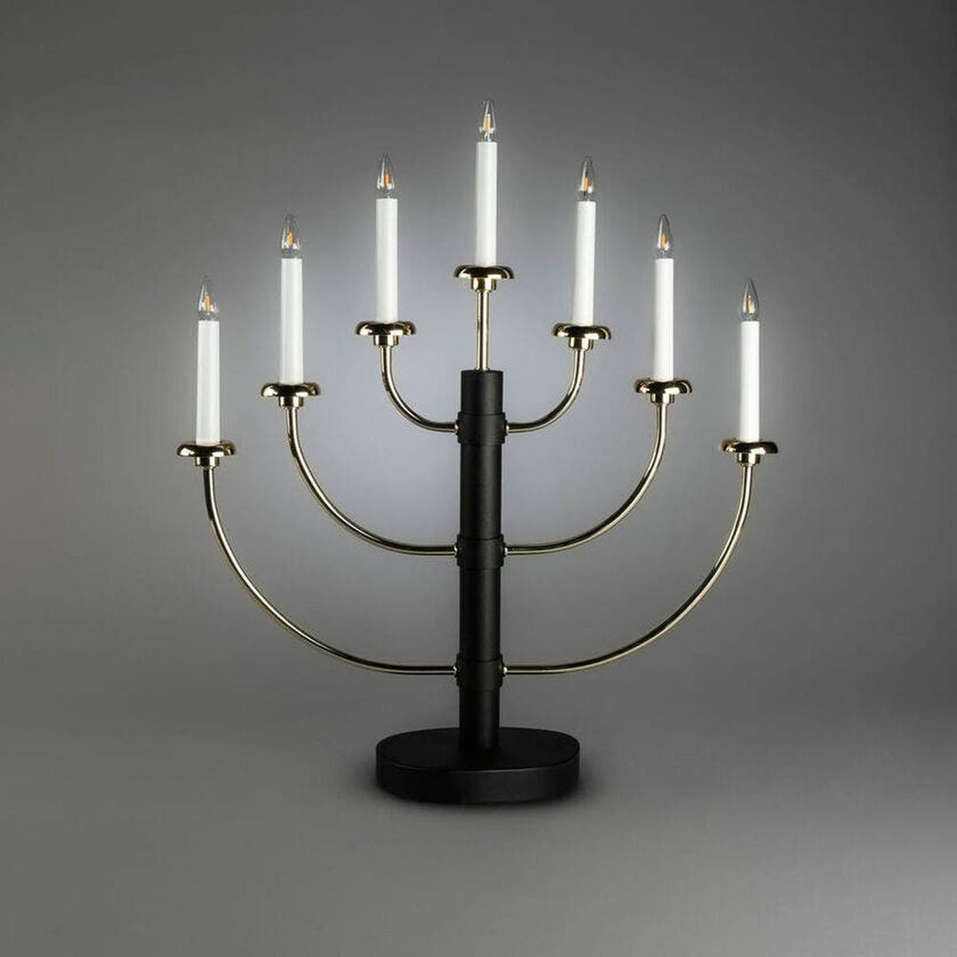 Adventsstake 7 armet metall - Svart/Gull-Julebelysning adventsstake-Konstsmide-Svart/Gull-2570-870-Lightup.no