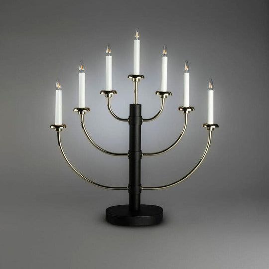 Adventsstake 7 armet metall - Svart/Gull-Julebelysning adventsstake-Konstsmide-Svart/Gull-2570-870-Lightup.no