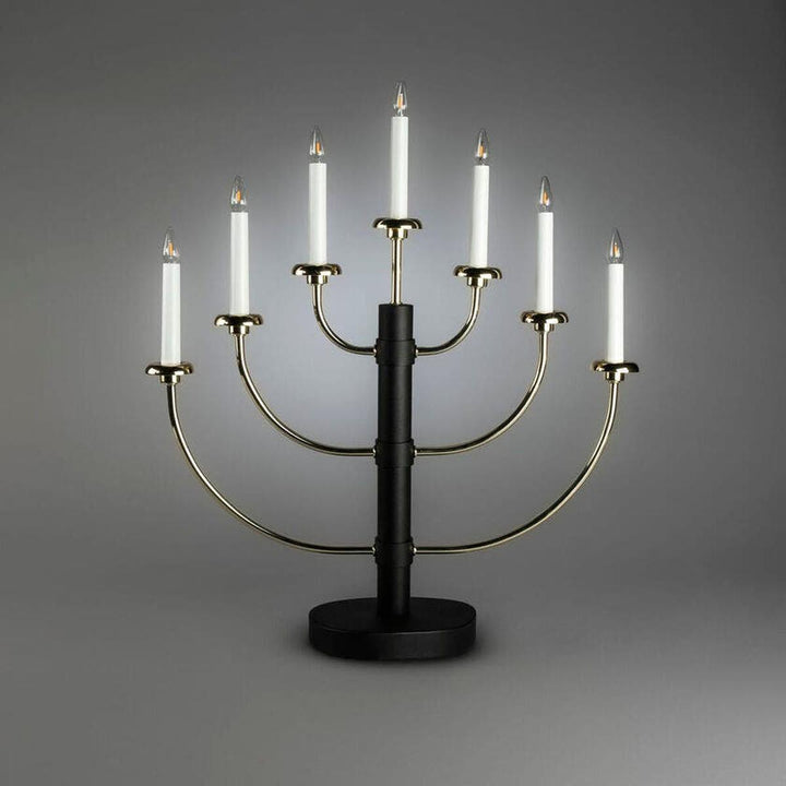 Adventsstake 7 armet metall - Svart/Gull-Julebelysning adventsstake-Konstsmide-Svart/Gull-2570-870-Lightup.no
