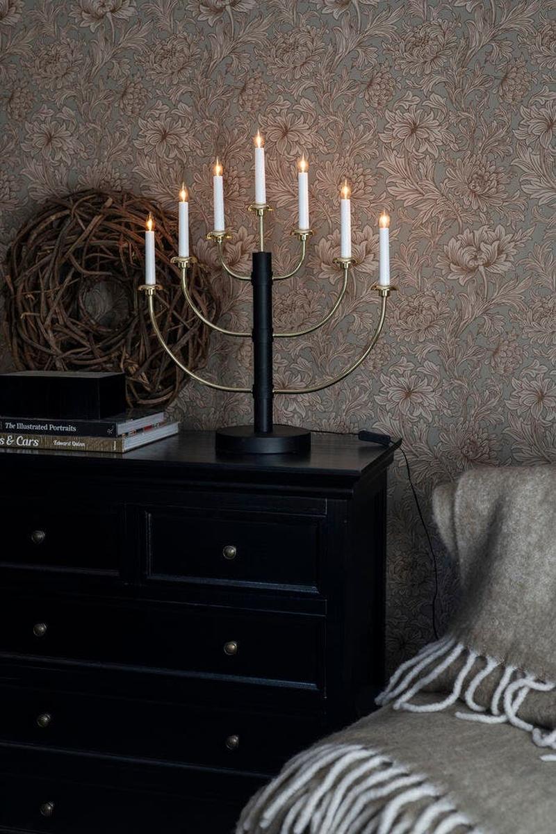 Adventsstake 7 armet metall - Svart/Gull-Julebelysning adventsstake-Konstsmide-Svart/Gull-2570-870-Lightup.no