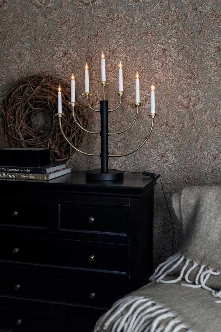 Adventsstake 7 armet metall - Svart/Gull-Julebelysning adventsstake-Konstsmide-Svart/Gull-2570-870-Lightup.no