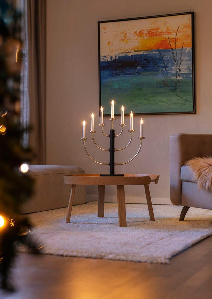 Adventsstake 7 armet metall - Svart/Gull-Julebelysning adventsstake-Konstsmide-Svart/Gull-2570-870-Lightup.no