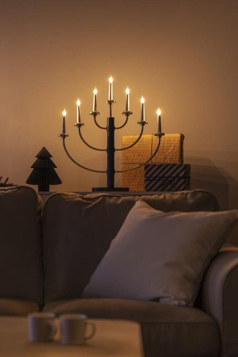 Adventsstake 7 armet metall - Svart/Gull-Julebelysning adventsstake-Konstsmide-Svart/Gull-2570-870-Lightup.no