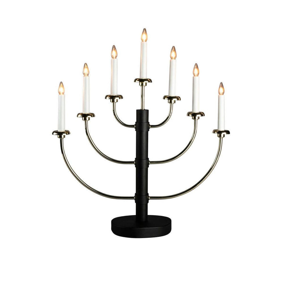 Adventsstake 7 armet metall - Svart/Gull-Julebelysning adventsstake-Konstsmide-Svart/Gull-2570-870-Lightup.no